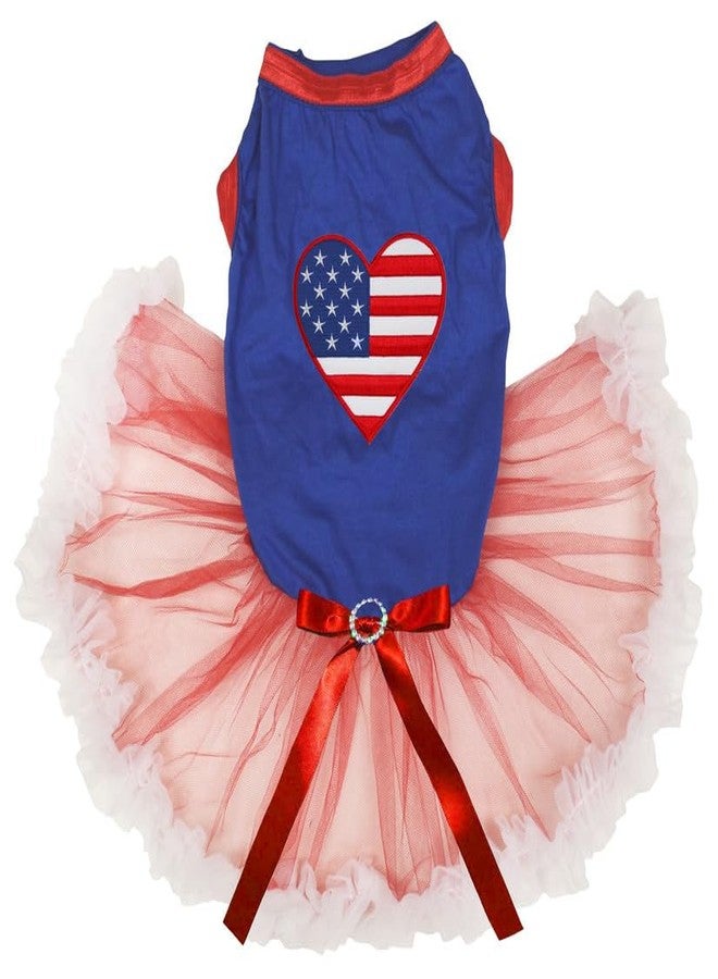 Petitebella USA Heart Puppy Dog Dress (Blue/Red White, Large) - Image 1